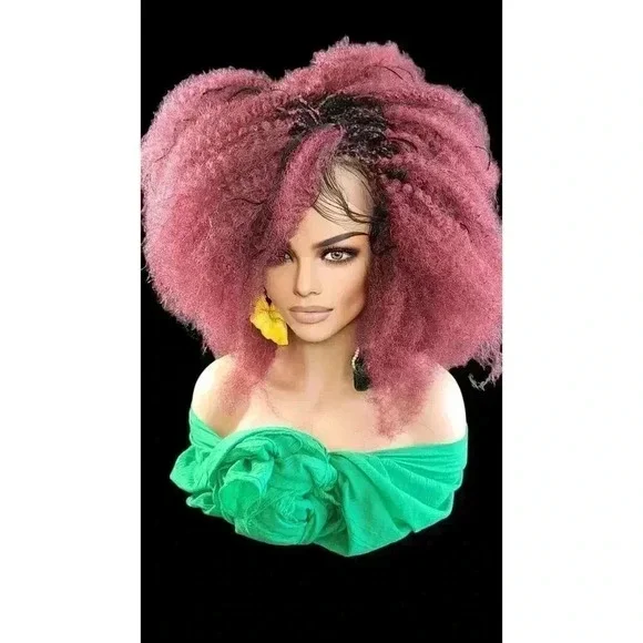 "Braided Wigs - 100% Handcrafted, Short Afro Style, Vibrant Red Color, NWT - Picture 6 of 15